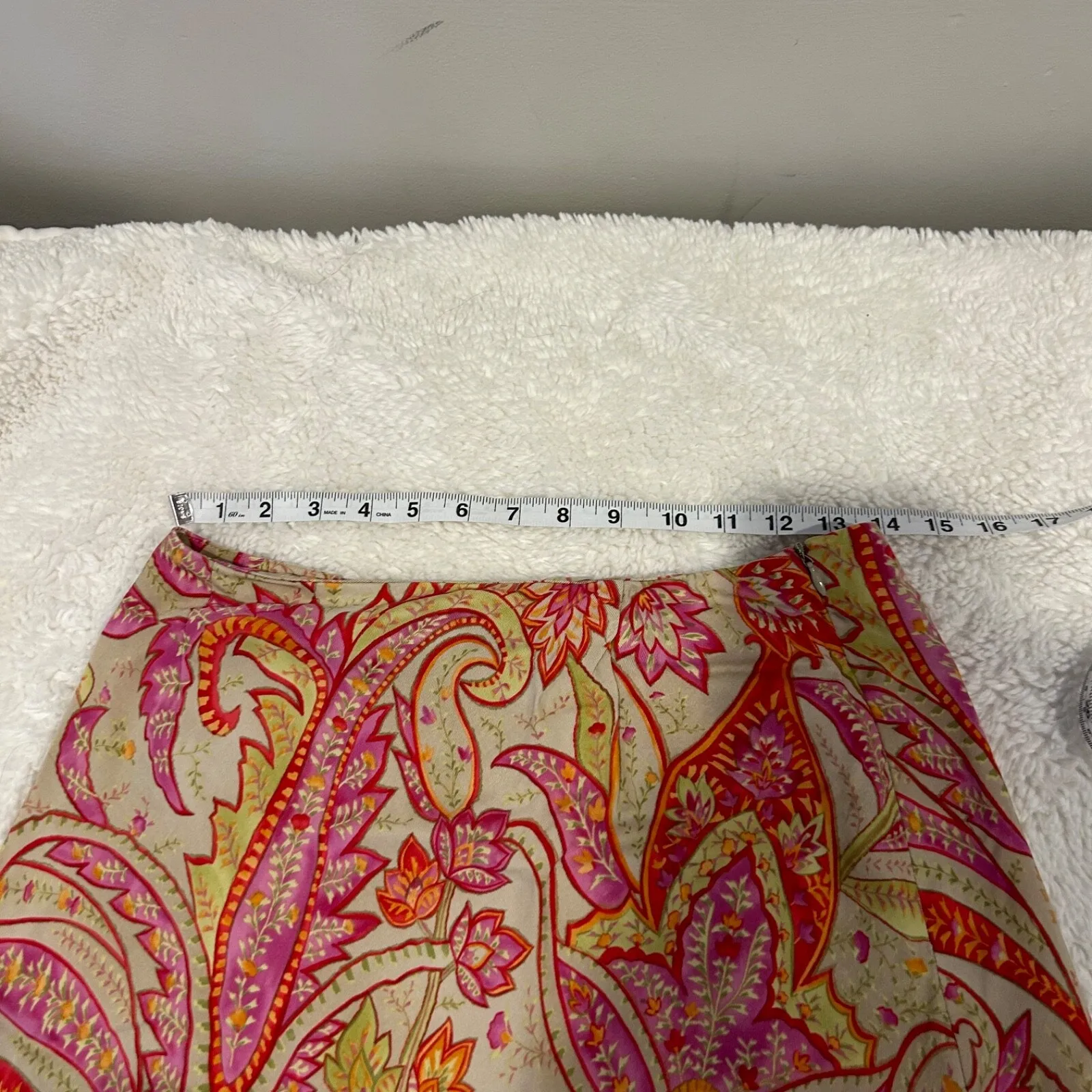 Talbots Sz 8 Orange/Pink Floral A-Line Long‎ Side Zipper Skirt Vtg 100% Lyocell - Image 4