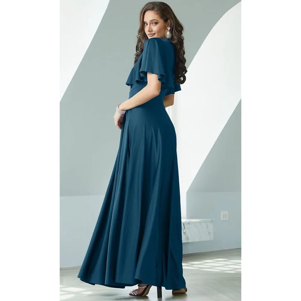 NEW Blue Elegant Bridesmaid Evening Cocktail Maxi Dress M Size M - Image 2