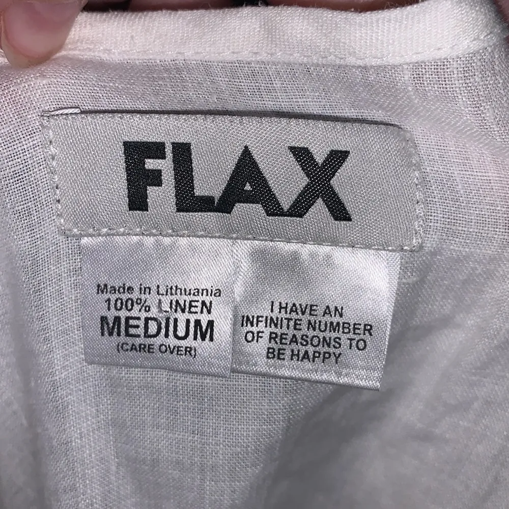 Flax  white 100% linen side slits long sleeve button down blouse - Image 9