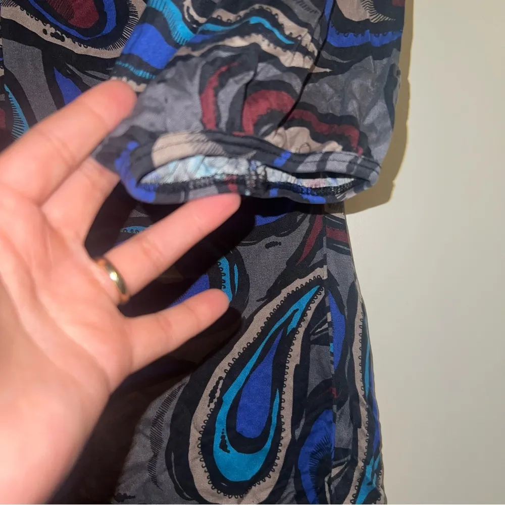 Trina Turk Los Angeles 100% Silk Paisley Print Tie Front 3/4 Sleeve Blouse - Image 6