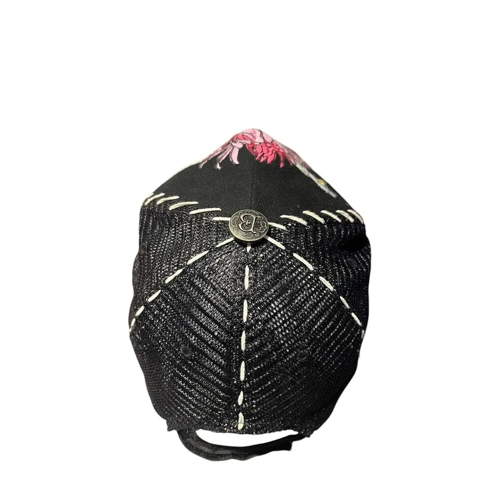 Four Forty One Rhinestone Patch strapback adjustable trucker hat y2k Black - Image 5