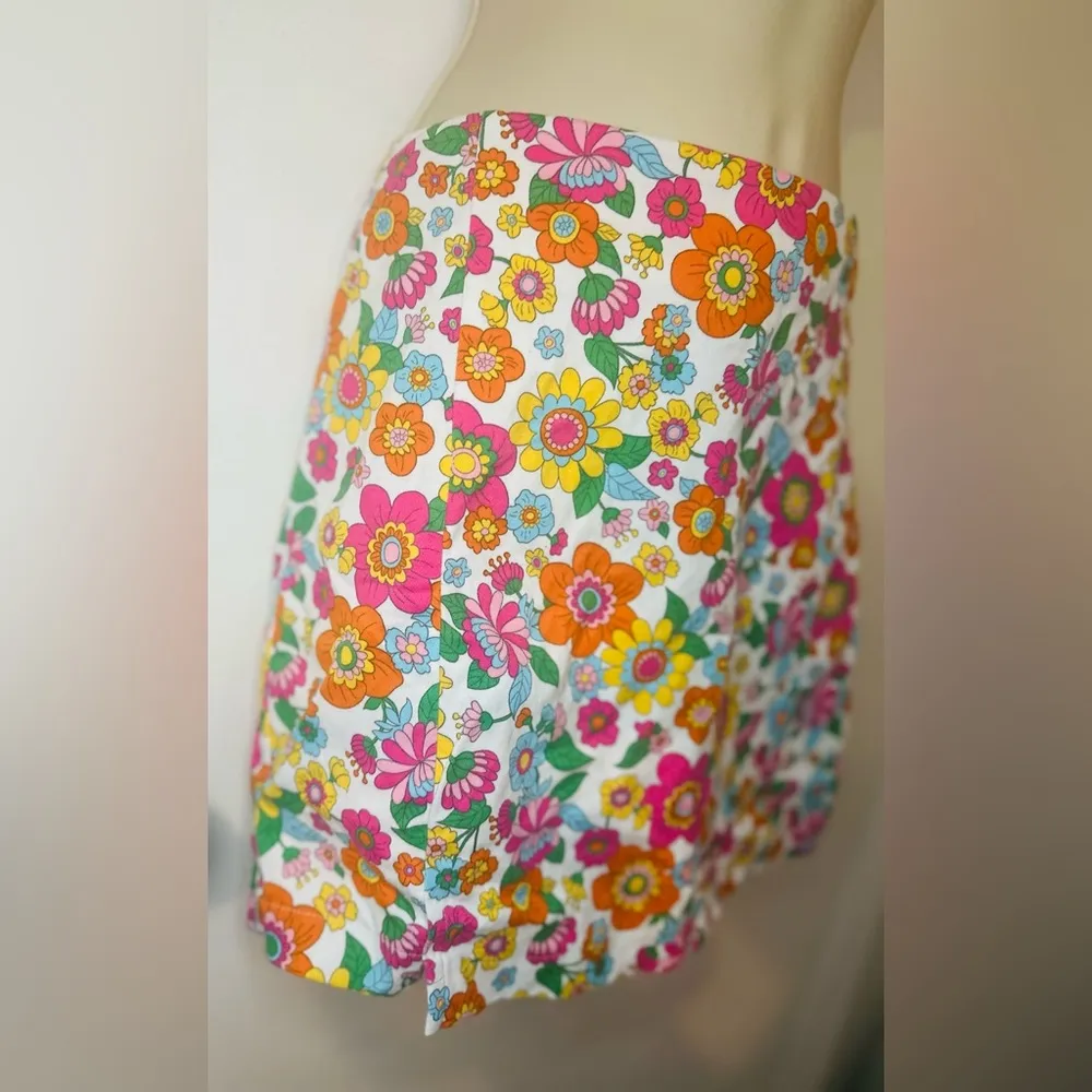 LOVE ON A HANGER Retro 70’s Flower Mini Stretch Skirt. Colorful Pattern Size 9 - Image 4