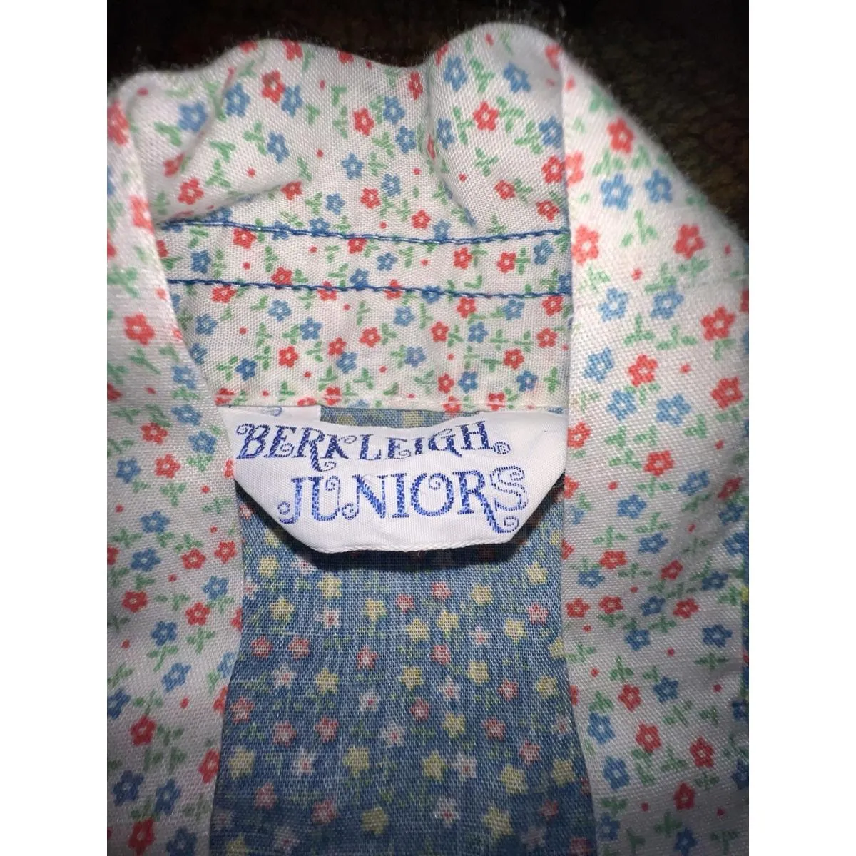 Vintage 70s Berkleigh Juniors Blue Floral Cottagecore Cotton Robe Size undefined - Image 4