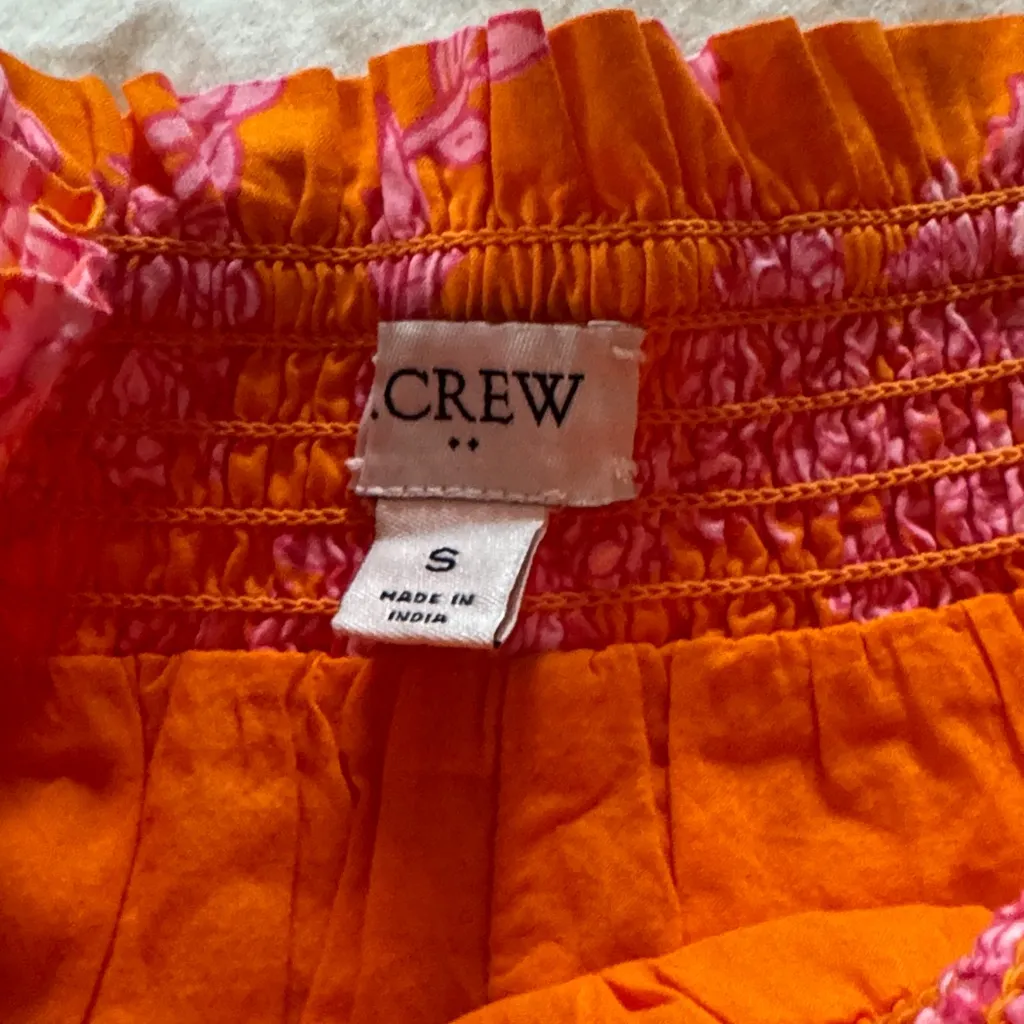 J Crew Vibrant Orange and Pink Floral Tank and Skirt Set - Image 6