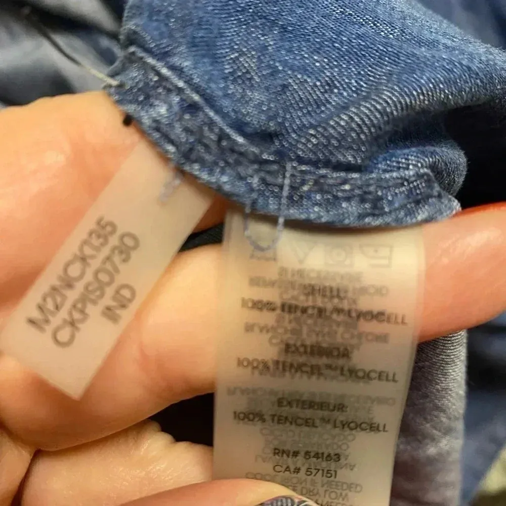 Calvin Klein Denim Chambray Jacket Cinch Waist Belted Size Medium Tencel Lyosel - Image 8