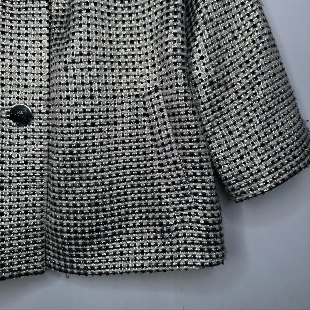 Kate Spade Metallic Gold/Black Tweed Three Button Blazer Jacket Size Small - Image 4