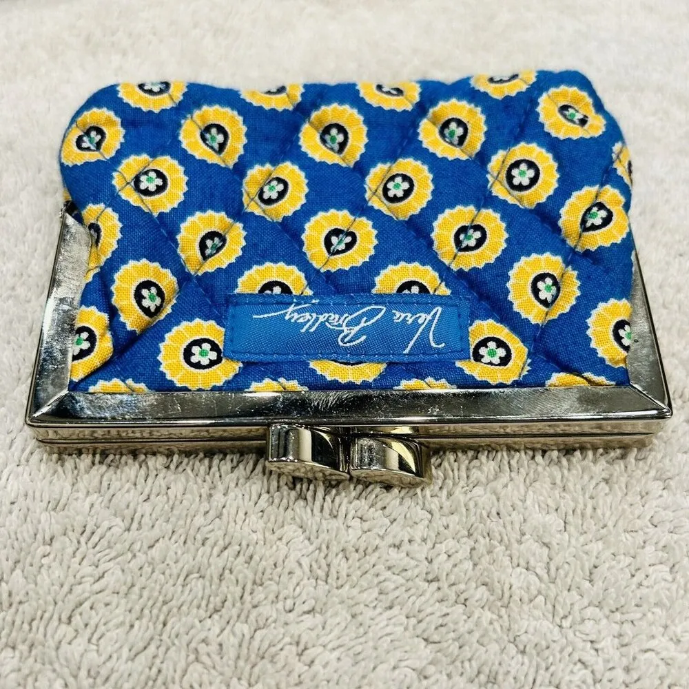 Vera Bradley Kiss Riviera Blue Kisslock Coin Purse Wallet Blue Yellow Retired - Image 2