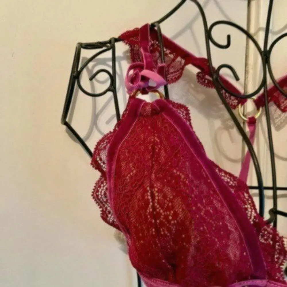 For Love and Lemons lace bra Cranberry Colored M - Image 8