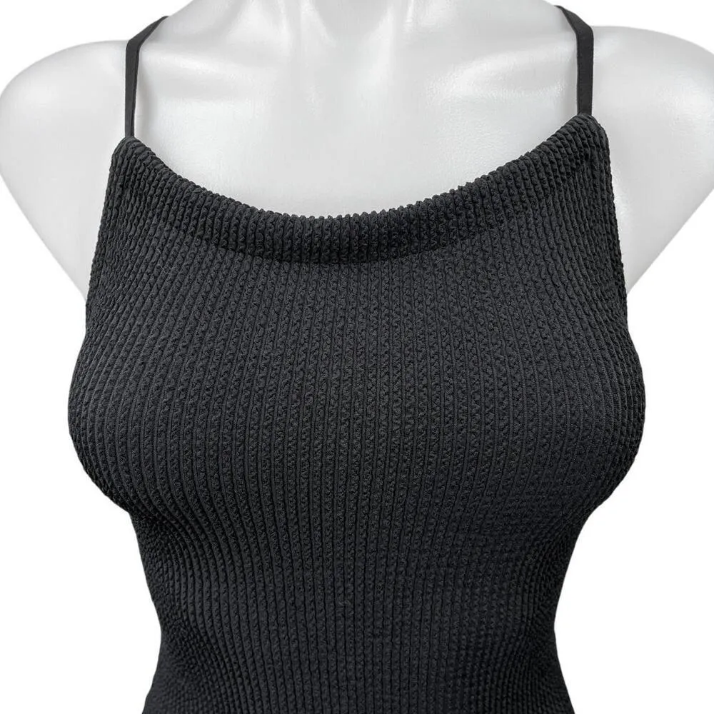 Urban Outfitters Black Sleeveless Rib Knitted Cami Camisole Mini Tank Dress XS - Image 3