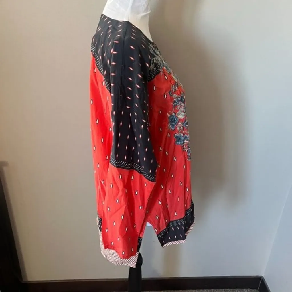 Johnny Was Pete and Greta Silk Shirt Top Embroidered Womens Small Colorful NWOT - Image 5