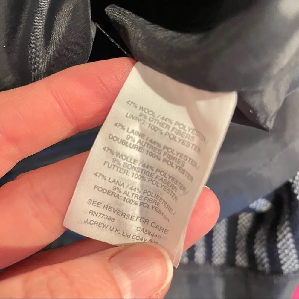 J Crew Blue & Grey Striped Wool A Line Skirt Dark Academia Womens 6 Mini Career - Image 6