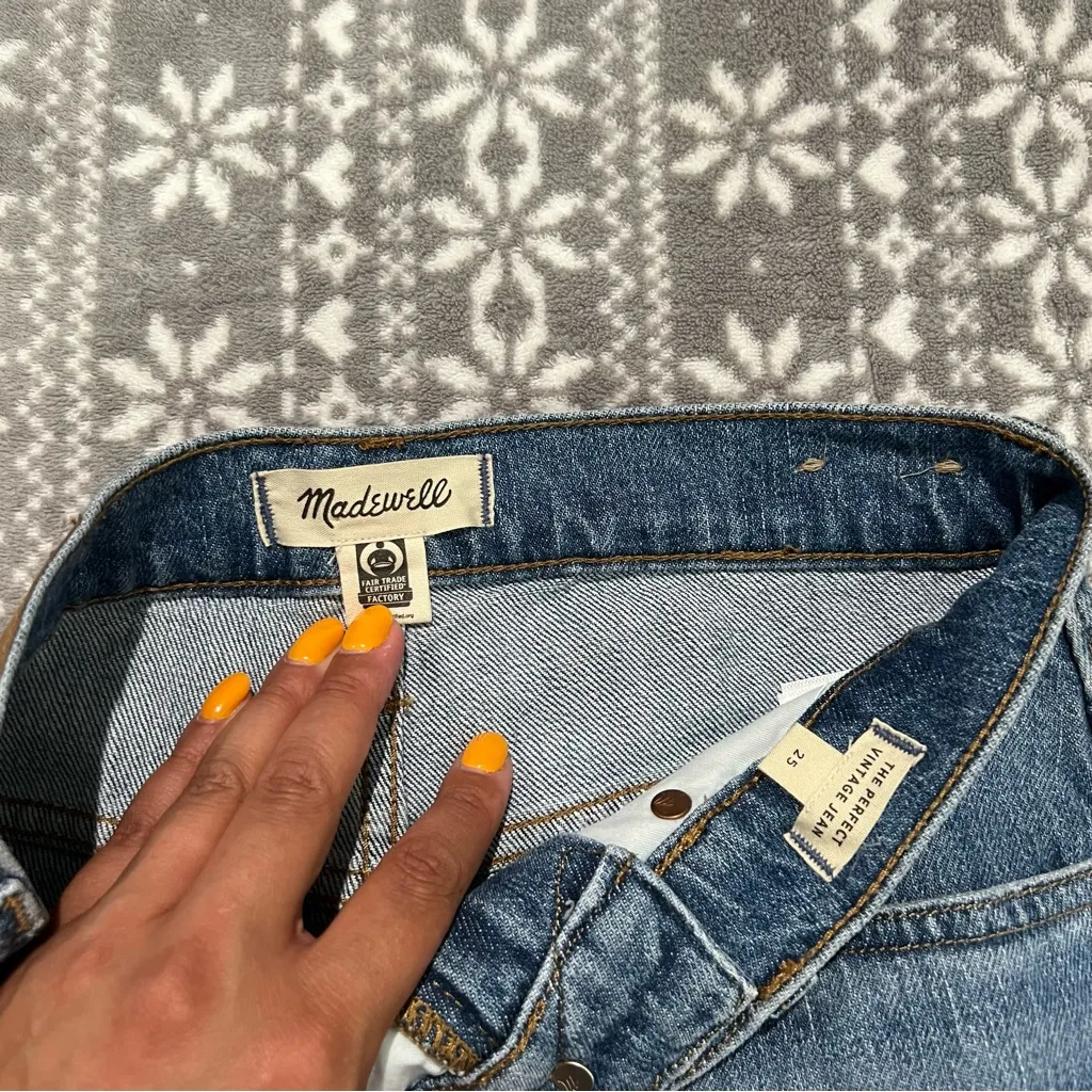 New‎ Madewell The Perfect Vintage Jean in Earlside Wash Raw-Hem NH625 Size 25 - Image 5