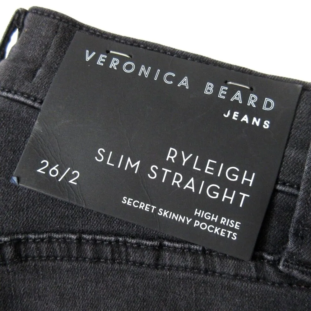NWT Veronica Beard Ryleigh Slim Straight in Washed Black Stretch Jeans 26 / 2 - Image 7