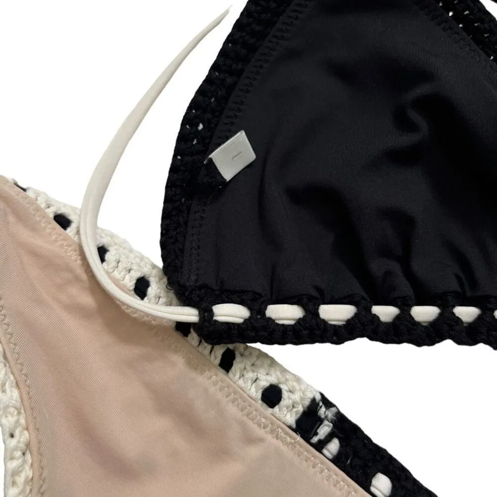 Zimmermann Clover Crochet Bikini Set‎ in Black & White - Image 14