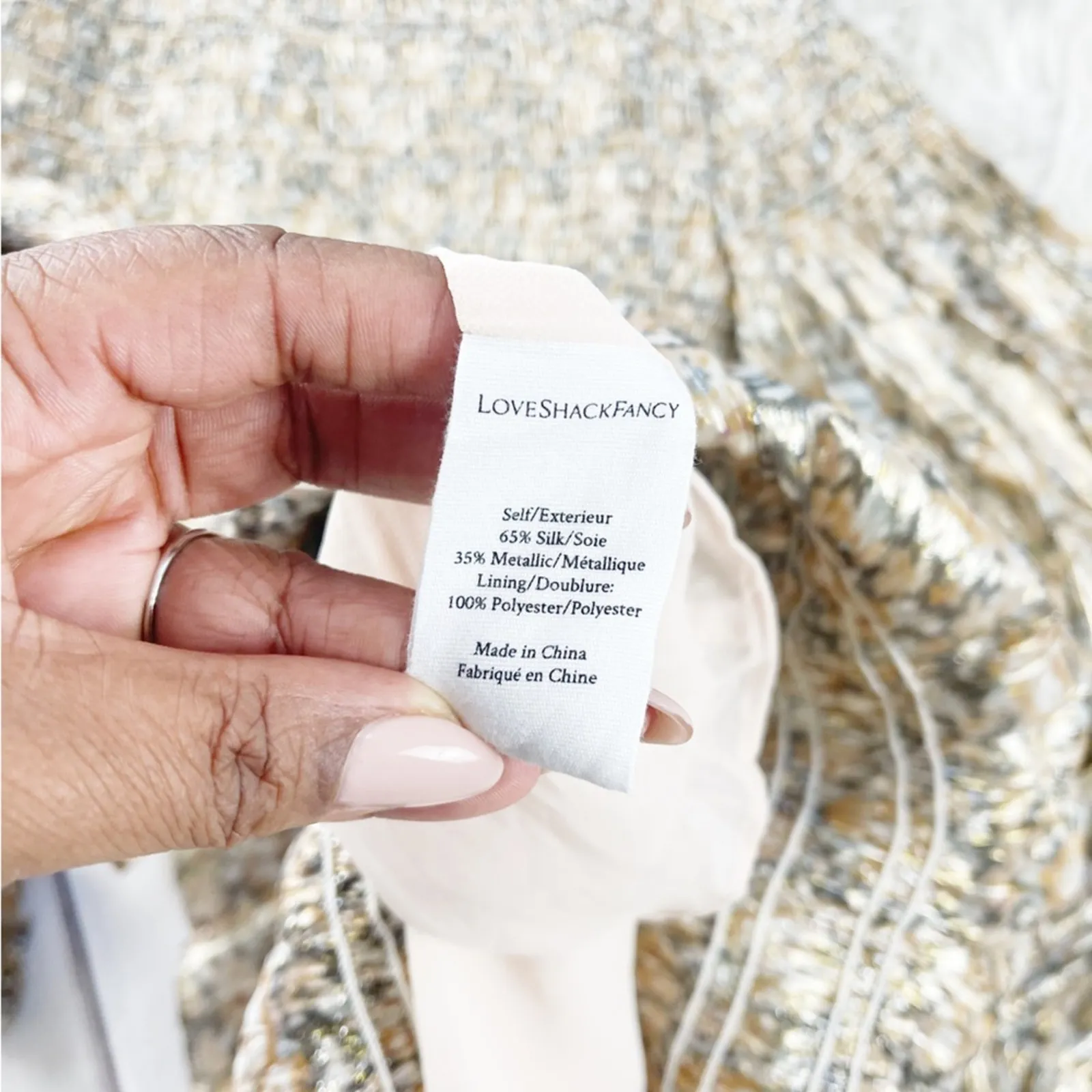 🆕LoveShackFancy‎ Women's Metallic Scarlett Floral Dress in Cinnamon Size XS - Image 6