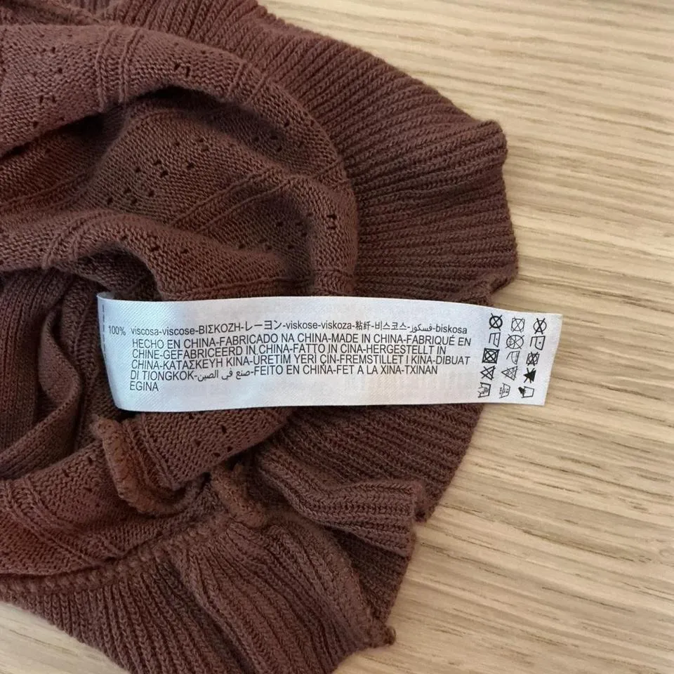 Zara Ribbed Ruffled Cami Top Brown Spaghetti Strap Cropped Tank Women S - Image 4