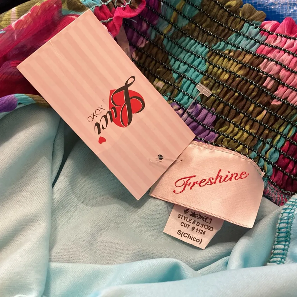 NWT Womens size small Halter tropical mini dress sundress chiffon Freshine XOXO - Image 10