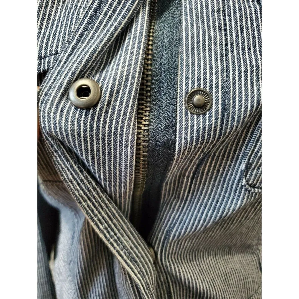 Talbots Women Blue Striped 100% Cotton Long Sleeve FullZip Front Casual Jacket 8 - Image 6