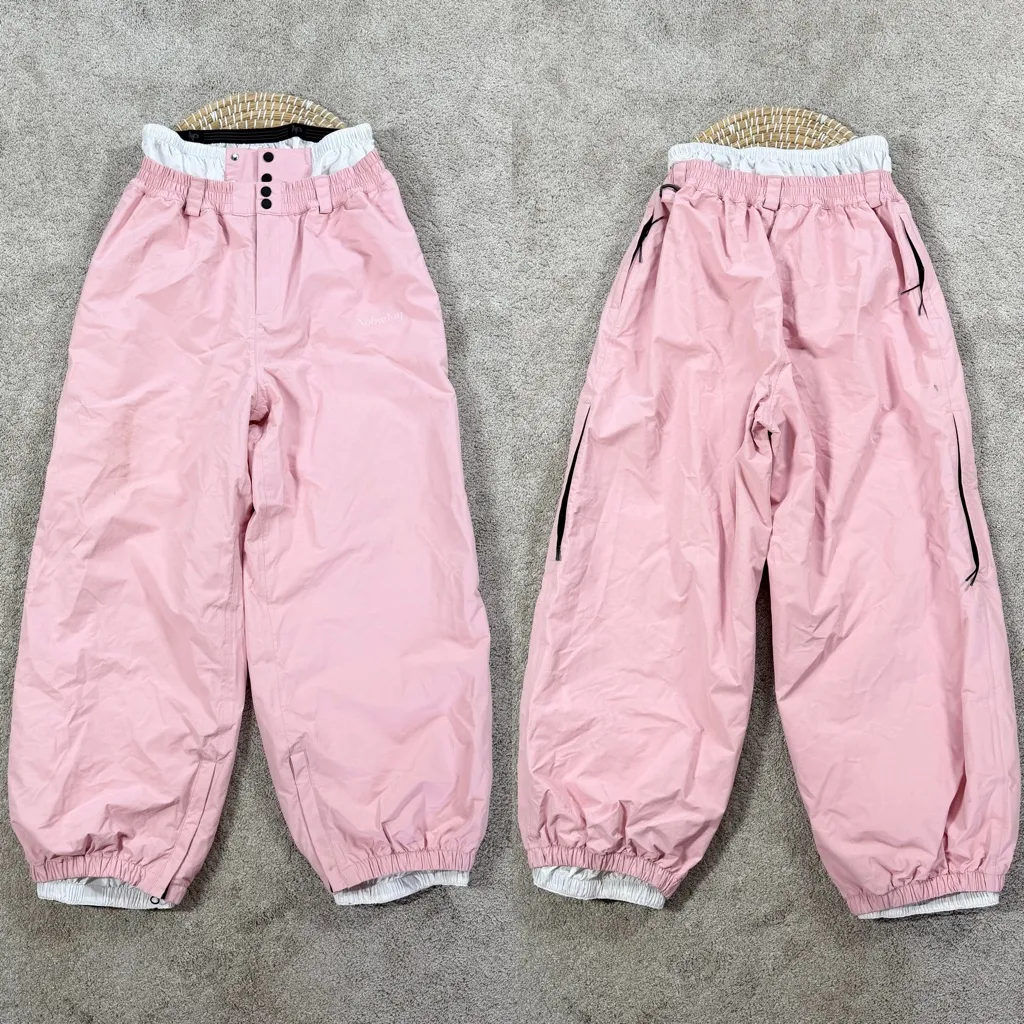 Nobaday Women’s Pure Free Baggy Snow Pants Outdoor Waterproof in Pink M Size M - Image 3