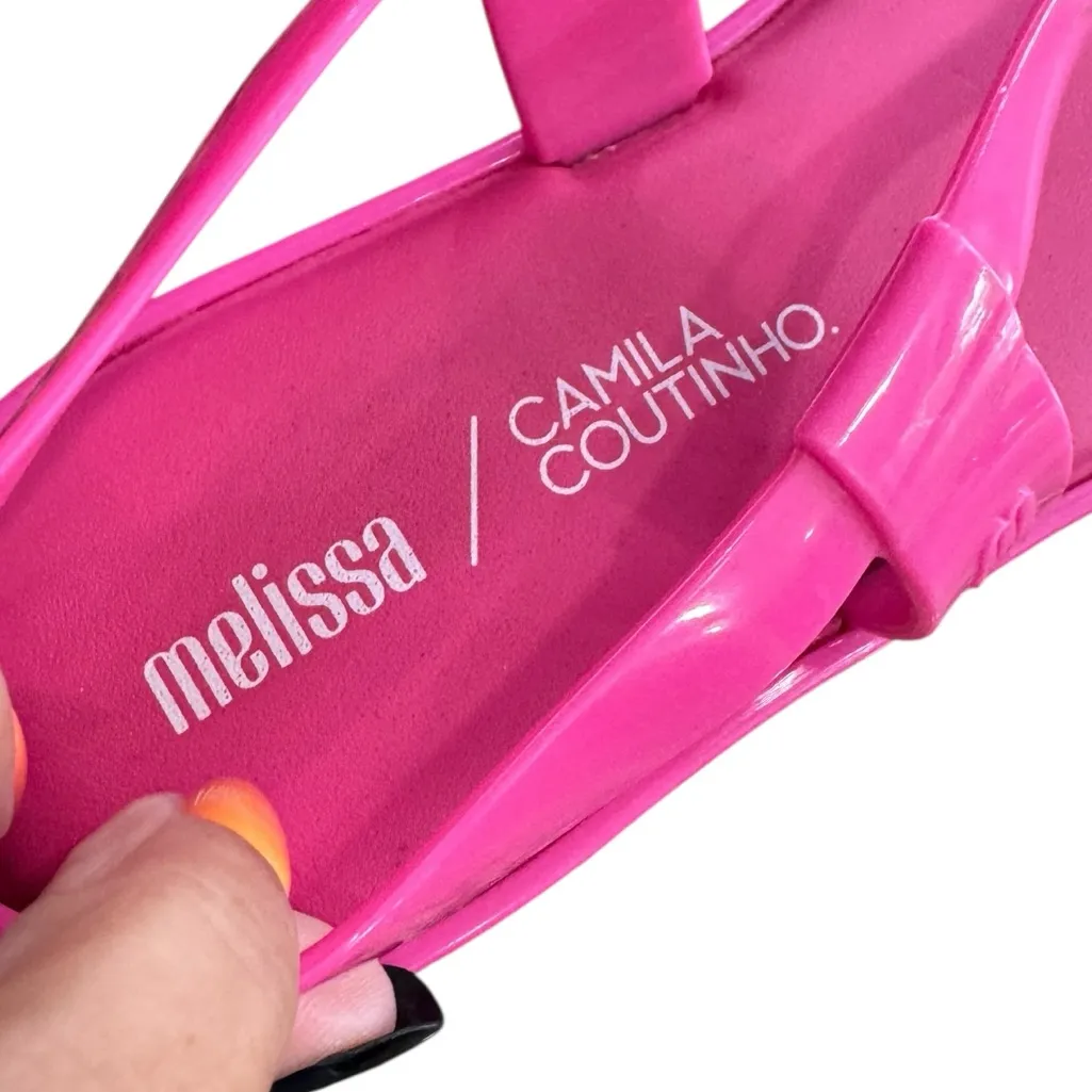 Melissa Unique Strap x Camila coutinho Hot Pink Lace-Up platform Sandals Size 6 - Image 10