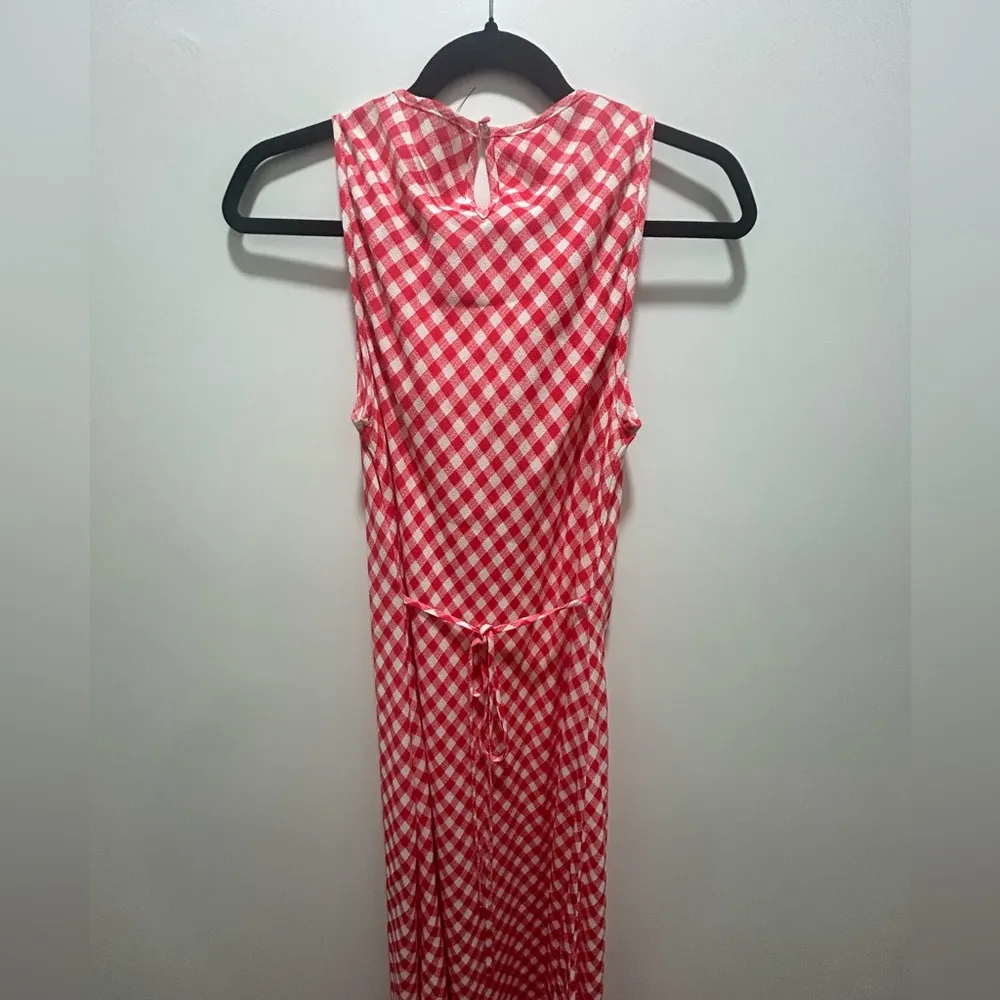 Midi Lined dress red and white gingham pattern contemporary Size small - Image 4