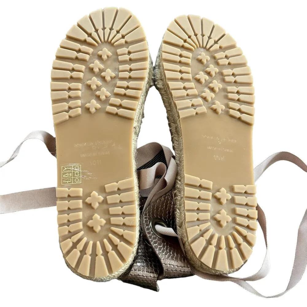 Donald Pliner Esther Leather Espadrille Sandal 10 Copper Metallic Snake - Image 8