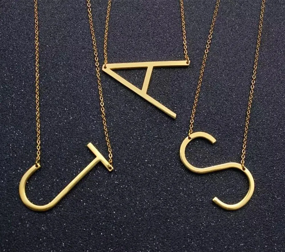 Gold Initial Pendant Necklace Letters A - Image 8