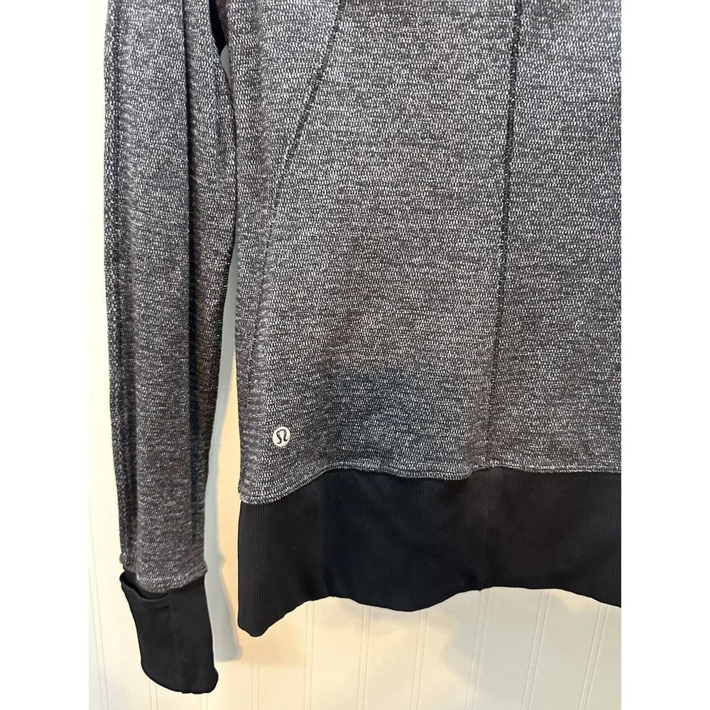 Lululemon Runderful 1/2 Zip Mini Check Pique Heathered Black Gray Pullover Sz.10 - Image 12