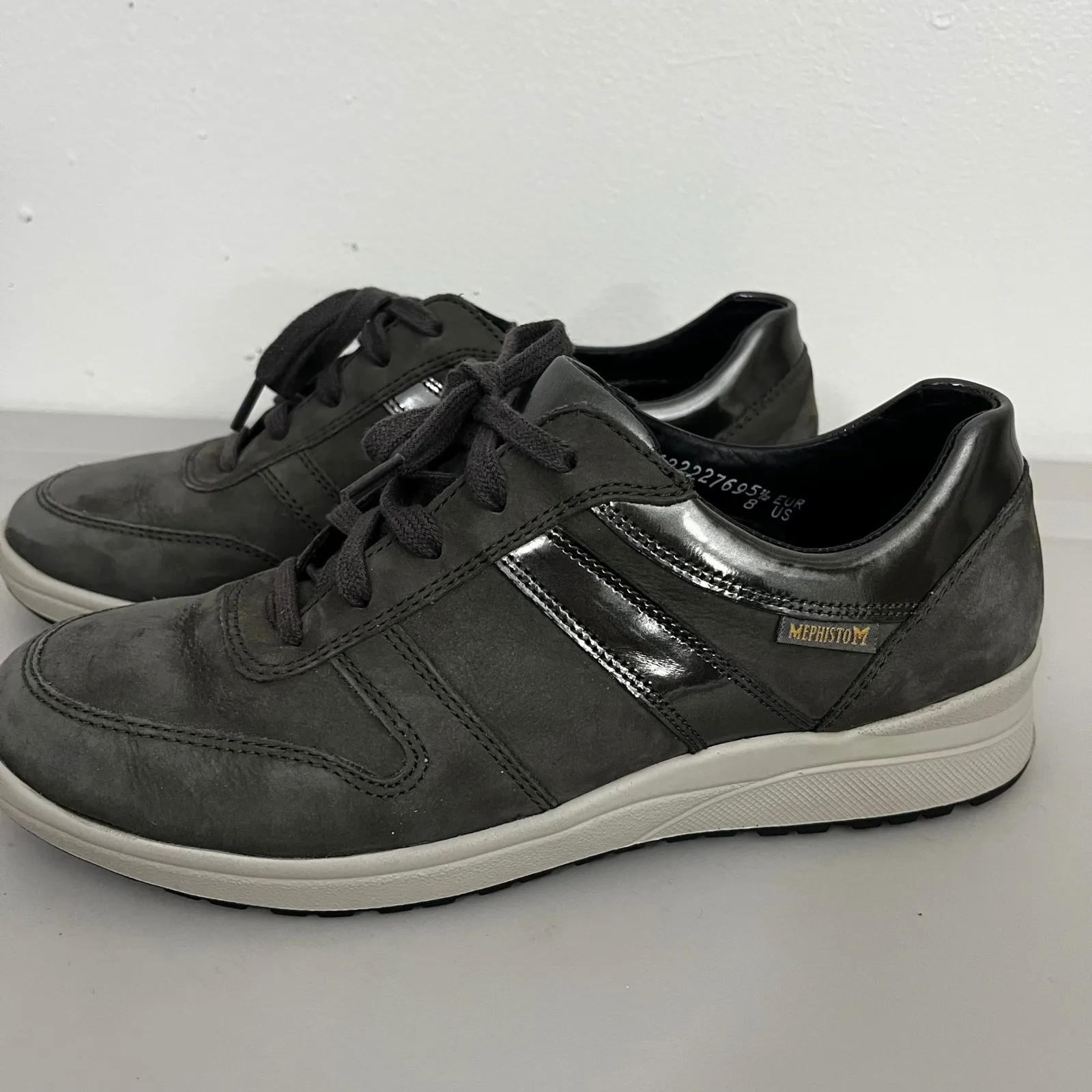 NEW Mephisto Rebeca Nubuck Runoff Air Jet System Leather Women Sneakers Size 8 Gray - Image 2