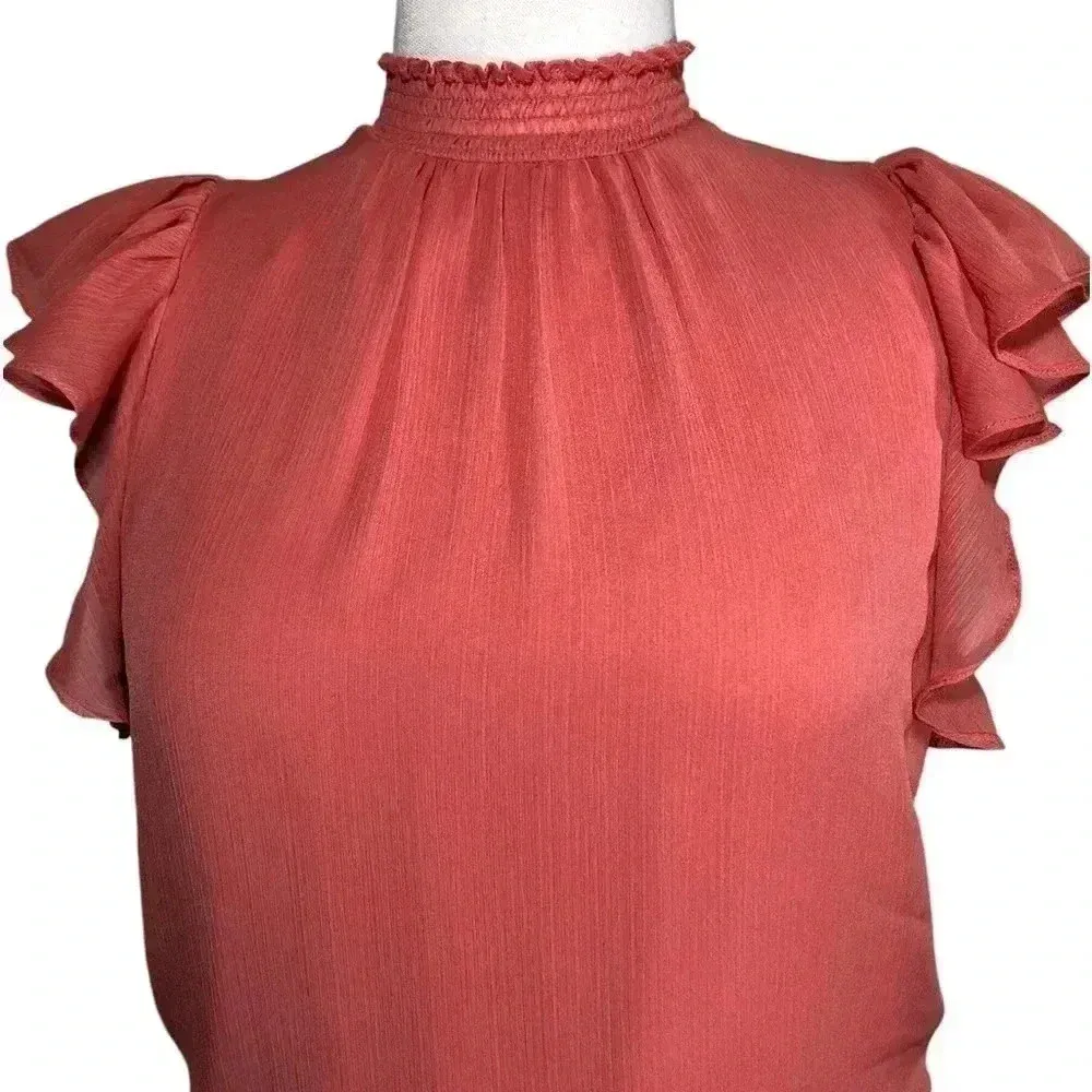 EXPRESS  Chiffon Flutter Sleeve Smocked Waistline - Image 3