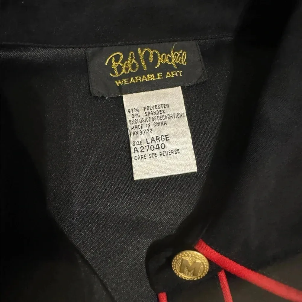 Vintage Bob Mackie Wearable Art Velvet Long Christmas Tree Embroidered Blouse L - Image 3