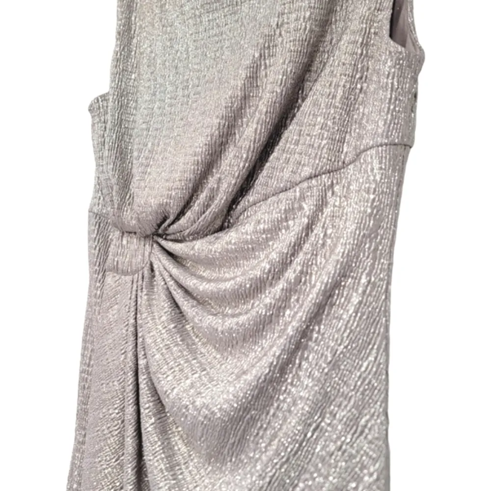 Connected Apparel Shimmer Midi Sleeveless Faux Wrap semi formal Dress Size 6 - Image 6