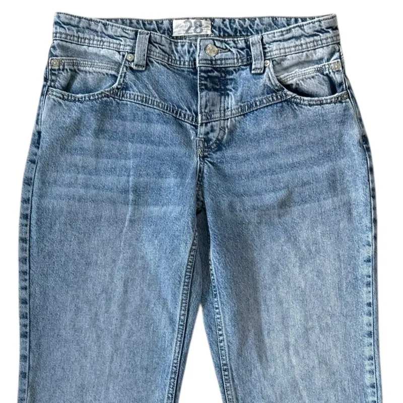 Free People We The Free Light Wash Button Fly Straight Leg Denim Jeans Size 28 - Image 3