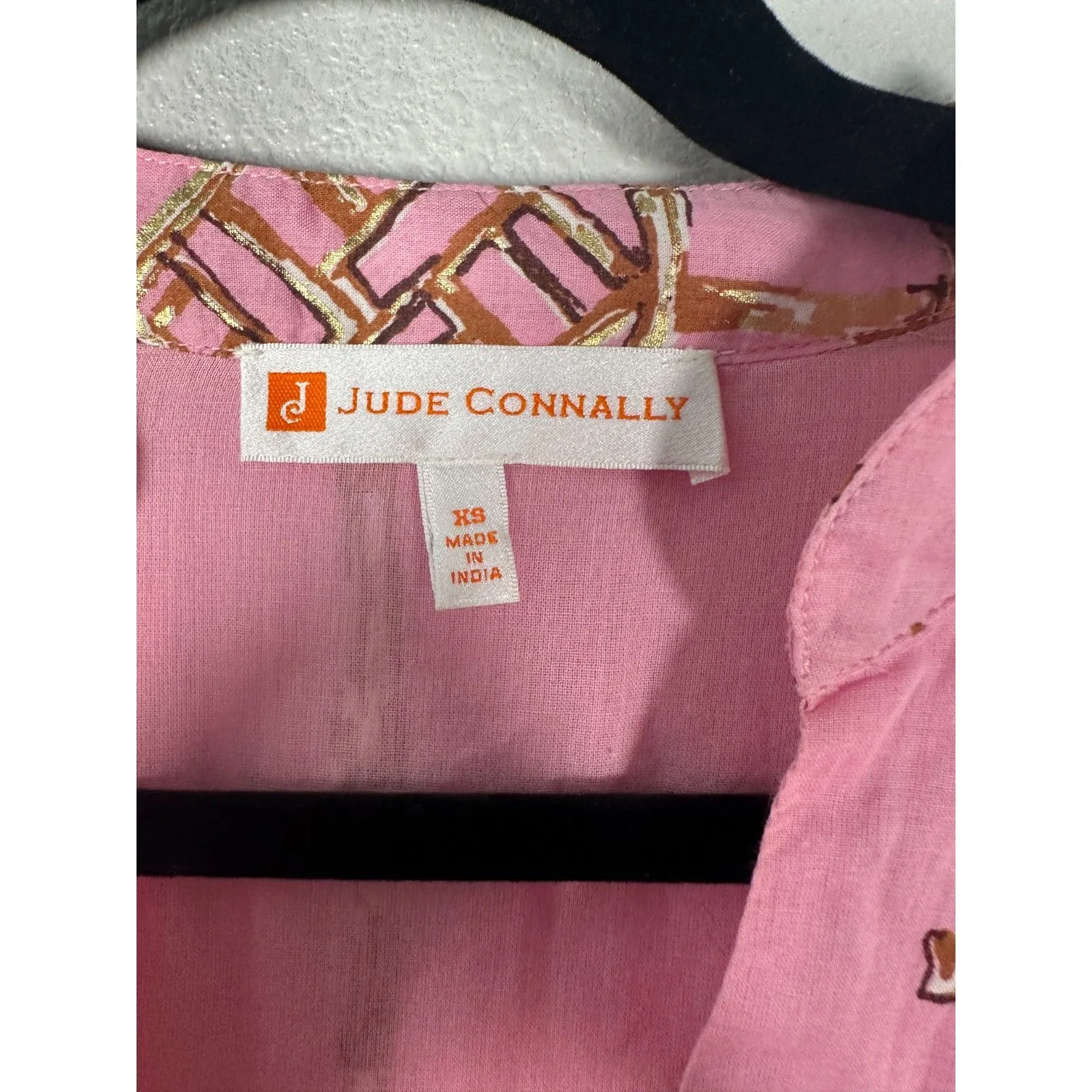 Jude Connally Faith Pink Gold 3/4 Sleeve Babydoll Baby Doll Mini Dress Size XS - Image 5