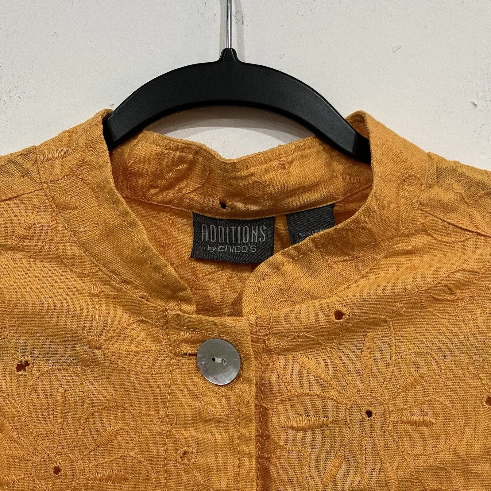 NWT Additions By Chico’s Orange Amici Eyelet Jacket Size 3/ XL Linen Blend - Image 6