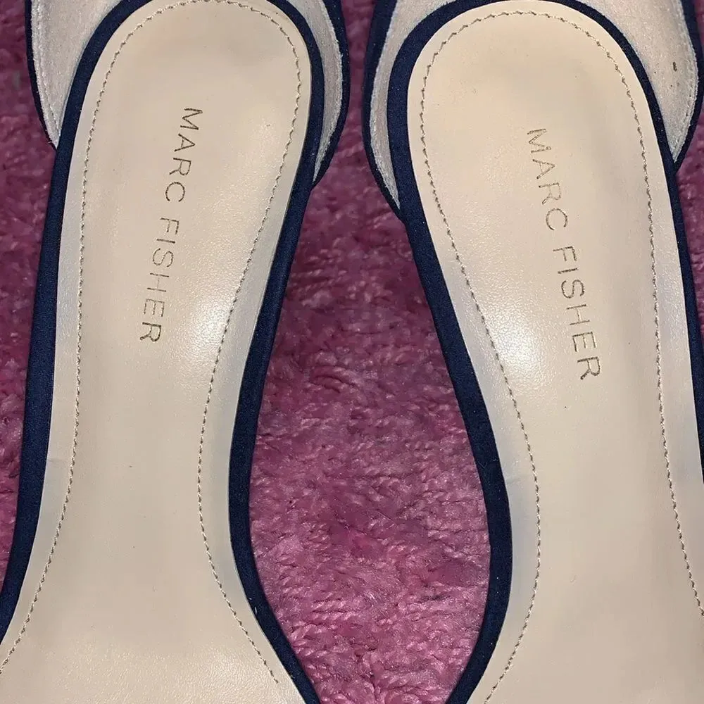 Marc Fisher Blue Suede Checkered Heels Size 8 - Image 7