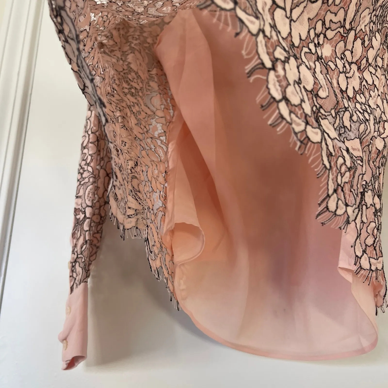 J. Crew Pink Lace Button Up Top Blouse Long Sleeve Size 4 J8168 Coquette - Image 5