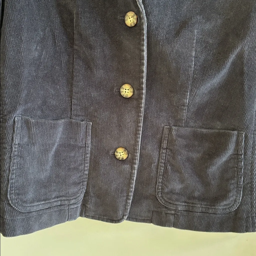 L.L. Bean corduroy blazer jacket women’s fall office business academia vintage Blue Size 10P - Image 4