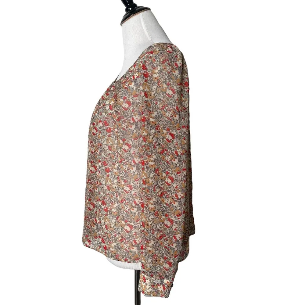 Patterson J Kincaid Womens Ditsy‎ Floral Print Sheer Top Size S Romantic BOHO - Image 3