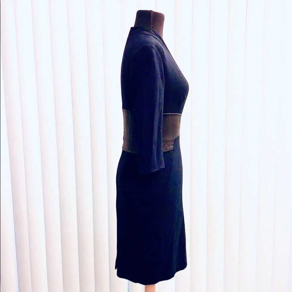 Anne Klein wool and leather dress. - Image 2