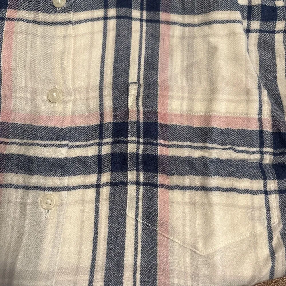 UNTUCKit Women's De Toren Plaid Flannel Blue Pink White Shirt Size 10 NWOT - Image 4