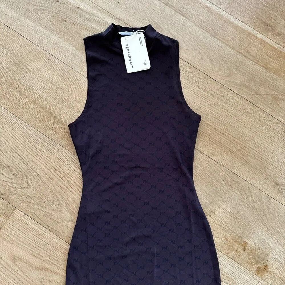 Peppermayo - Cool To Be Kind Mesh Dress in Chocolate Monogram in Dark Brown - Image 2