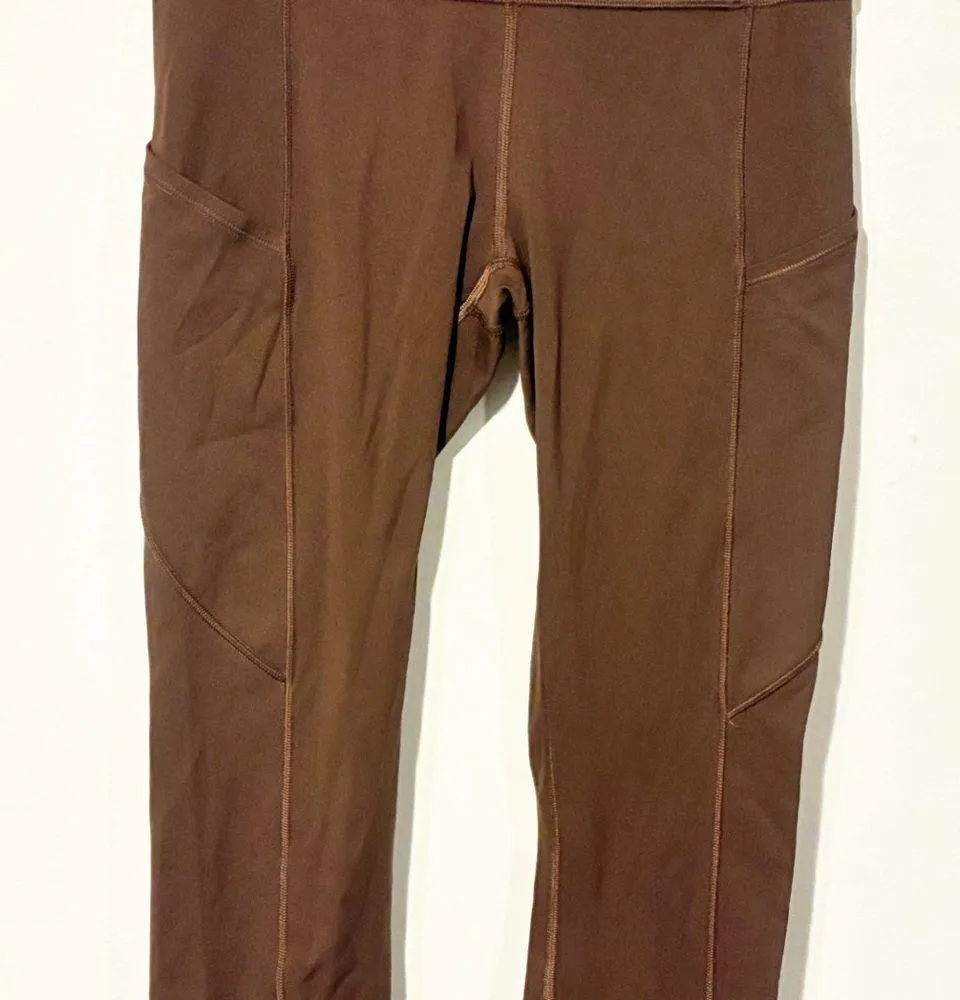Lululemon Size 4 Brown Wunder Train High Rise Crop Leggings Yoga Athleisure - Image 2
