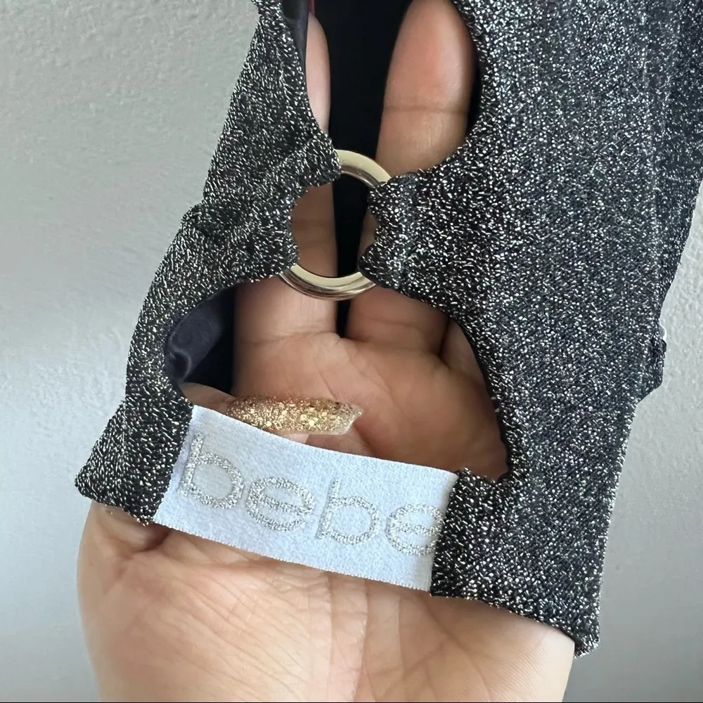 NWT Bebe Metallic One Piece Strappy Side Swimsuit Small - Image 11