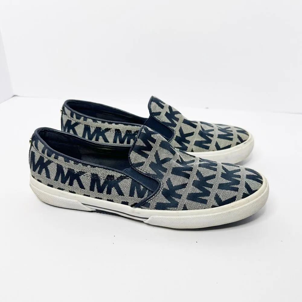 Michael Kors Womens Size 6.5 Keaton Navy‎ Blue Signature Slip On Sneakers - Image 4