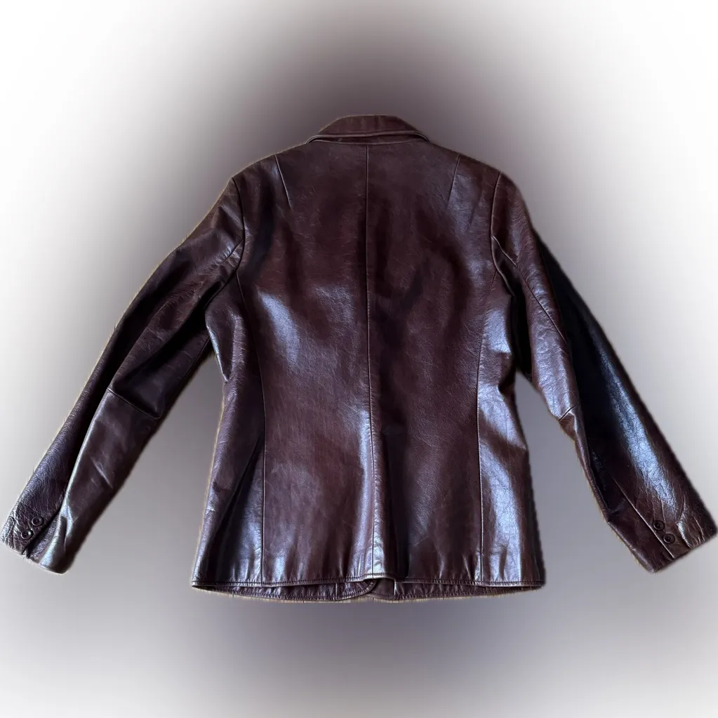 GAP Brown Leather Blazer Jacket VINTAGE - Image 7