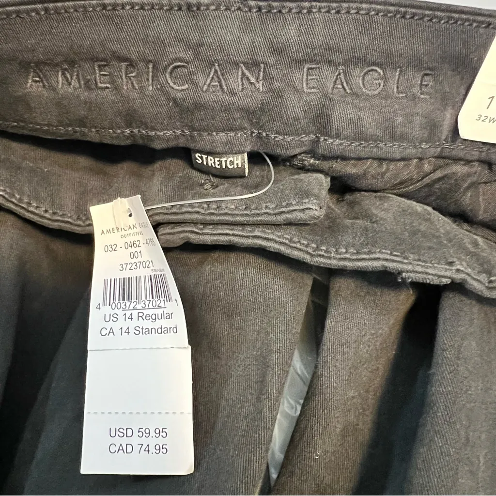 American Eagle stretch skater trouser pants black wash wide leg size 14 32W NWT - Image 5