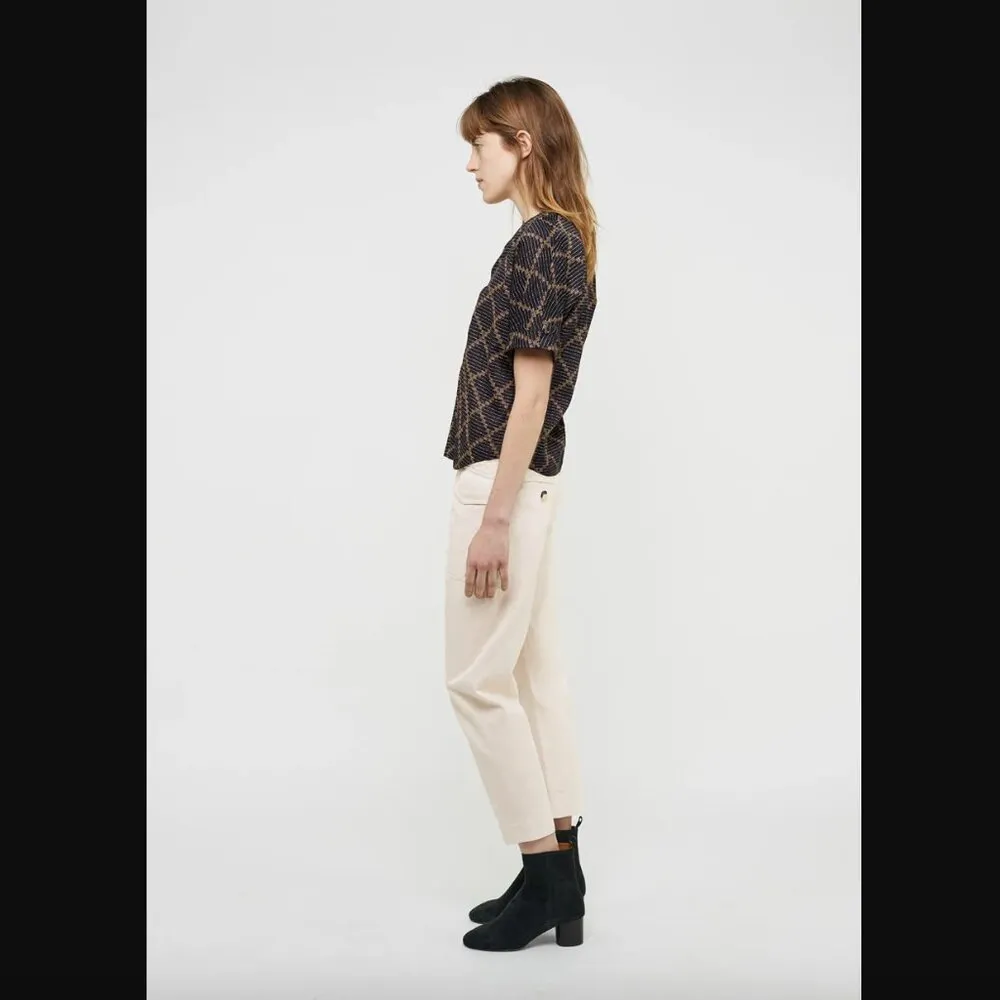 Étoile Jarvis Voile Black Patterned Short Sleeve Blouse 36 / US S - Image 2