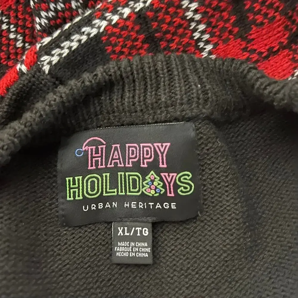 Happy Holidays‎ Urban Heritage Women's XL Ugly Christmas Sweater Plaid Reindeer - Image 5