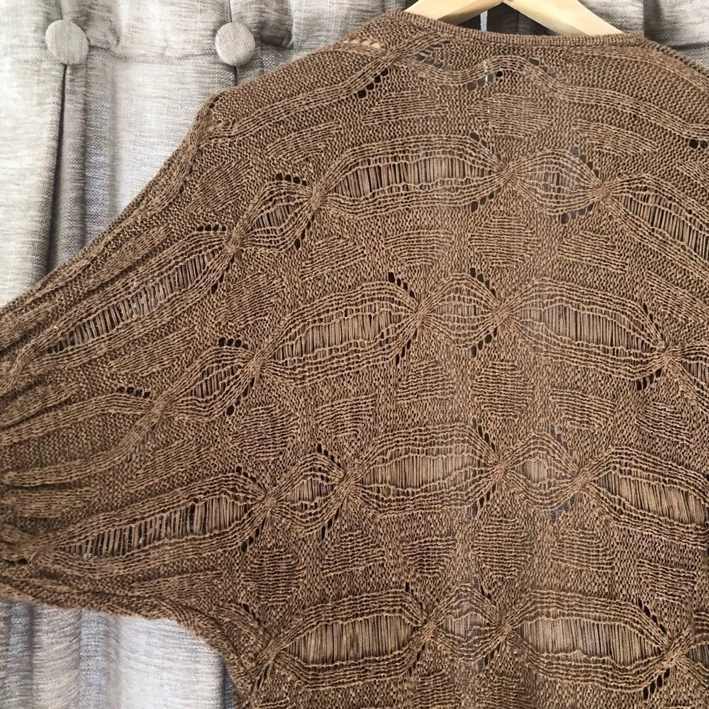 Fever Crochet Open Front Brown Cardigan Size M - Image 7